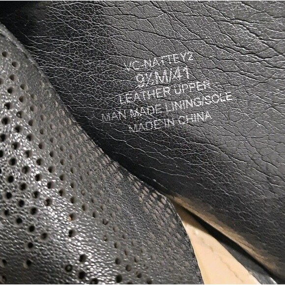 Vince Camuto Nattey2 Black Perforated Leather Peep Toe Slingback Heel Size 9.5M - Picture 8 of 8